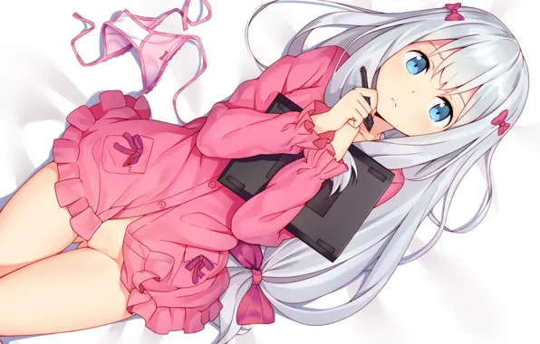 Girl, sexy, long hair, dress, anime, blue eyes, beautiful, pretty
