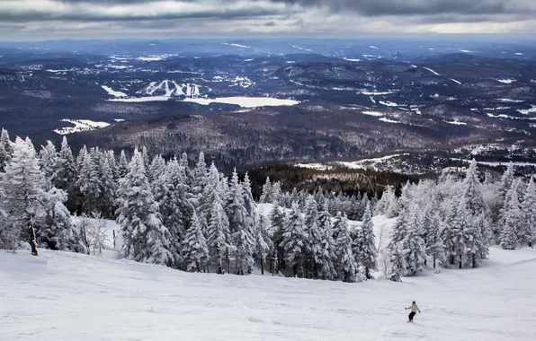 Картинка зима, гора, долина, Canada, Quebec, Mont Tremblant