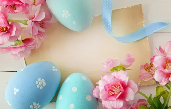 Цветы, Пасха, яйца крашенные, wood, spring, Easter, eggs, decoration