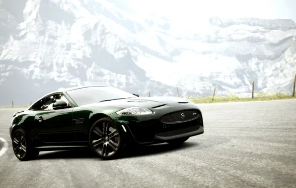 Картинка дорога, горы, купе, Jaguar XKR-S, Gran Turismo