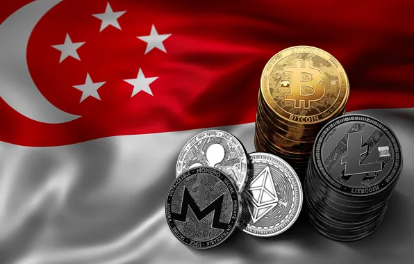 Размытие, флаг, сингапур, singapore, fon, flag, bitcoin, ripple