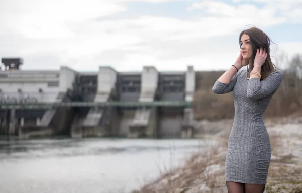 Картинка девушка, лицо, ветер, волосы, платье, Alexandra