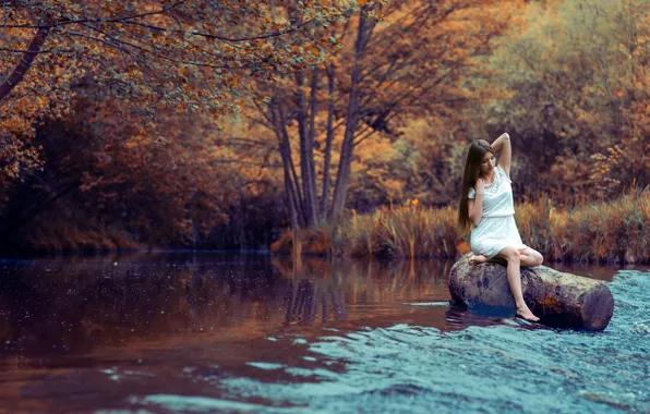 Картинка девушка, природа, река