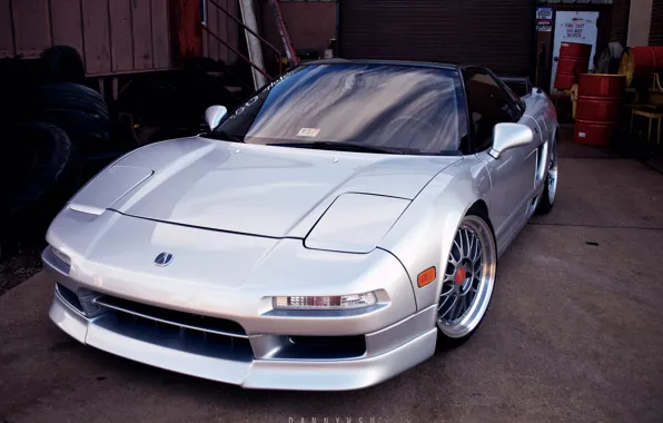 Гараж, склад, серебряный, honda, бочки, nsx, Acura, Honda NSX