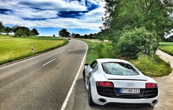 Дорога, пейзаж, природа, панорама, Audi R8