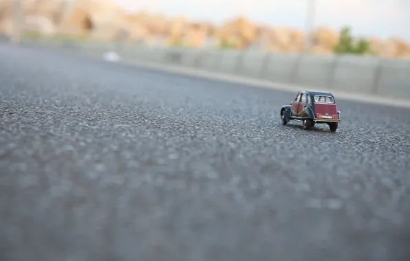 Картинка car, игрушка, toy, citroen, street, asphalt, моделька, miniature