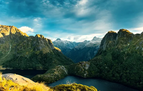 Горы, скалы, Новая Зеландия, New Zealand, фьорды, Fiordland National Park