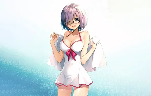 Girl, sexy, cleavage, dress, sea, boobs, anime, blue eyes