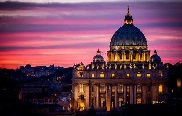 Картинка небо, закат, город, вечер, Рим, архитектура, Italy, Rome
