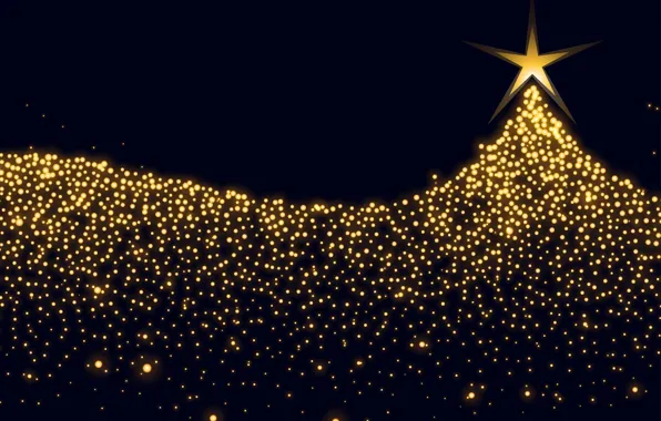 Украшения, золото, елка, Рождество, dark, Новый год, golden, christmas