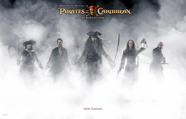 Туман, Пираты карибского моря, Капитан Джек Воробей, Элизабет, Pirates of the Caribean-At Worlds End, на …