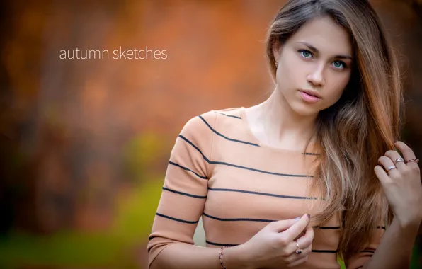 Картинка взгляд, девушка, фон, макияж, прическа, шатенка, красивая, боке