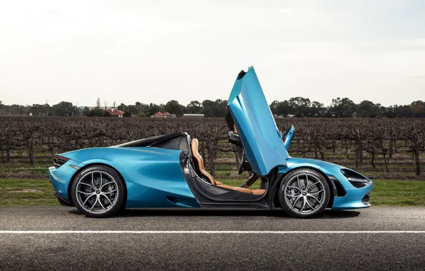 McLaren, двери, суперкар, вид сбоку, Spider, 720S, 2019