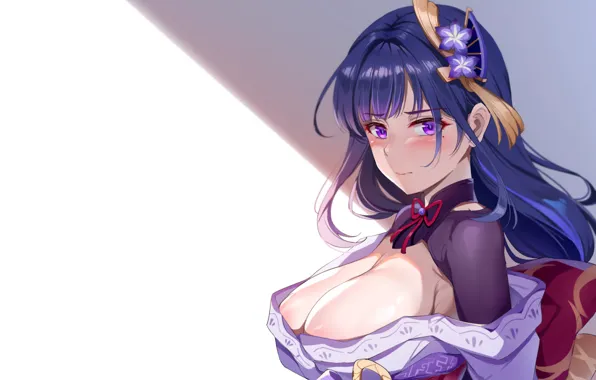 Girl, sexy, yukata, cleavage, long hair, dress, boobs, anime