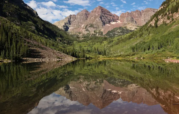 Лес, горы, озеро, отражение