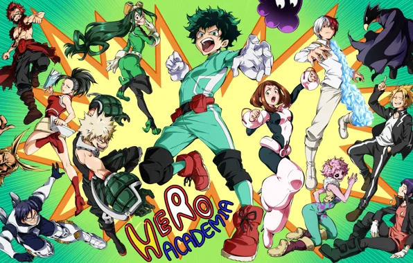Девушки, аниме, парни, персонажи, Boku no Hero Academia, Моя геройская академия