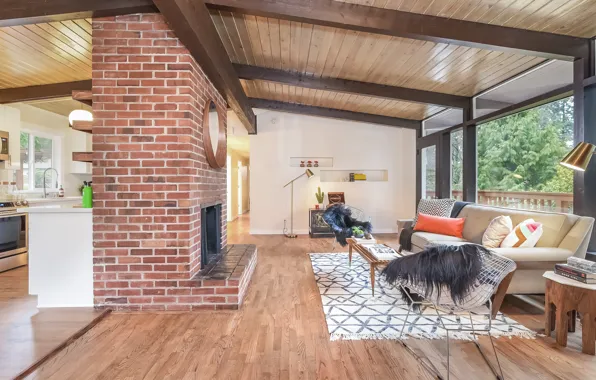 Интерьер, камин, гостиная, Washington Home