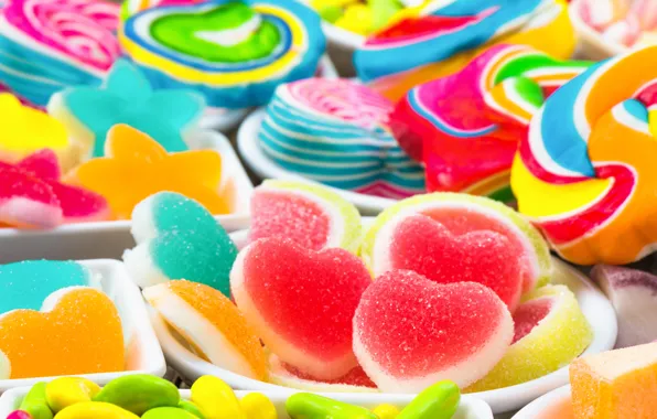 Сердечки, сладости, дольки, hearts, мармелад, sweets, slices, marmalade