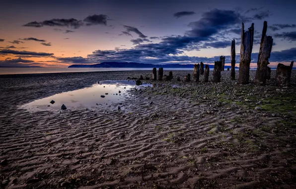 Море, пейзаж, закат, берег