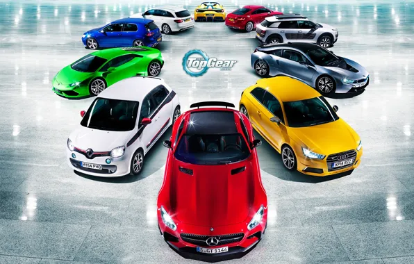 Картинка Audi, Mercedes-Benz, Lamborghini, BMW, Volkswagen, Renault, Top Gear, Ferrari