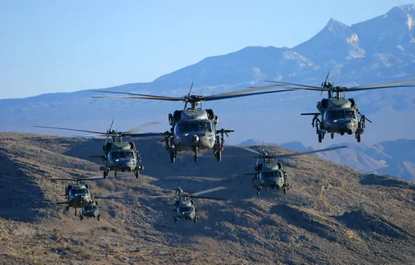 Горы, полёт, вертолёт, Black Hawk, HH-60G, Pave Hawk, MH-60