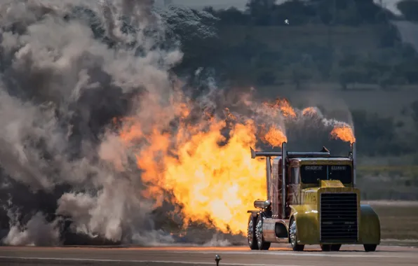 Огонь, турбины, грузовик, тягач, Peterbilt