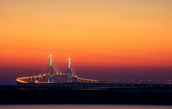 Мост, город, огни, Корея, Инчхон, by Yoonki Jeong