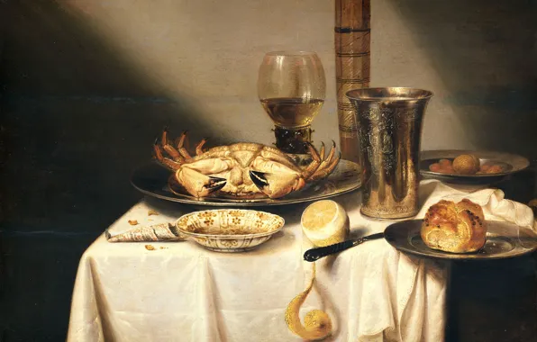 Стол, масло, еда, картина, Натюрморт, Jan Albertsz. Rotius