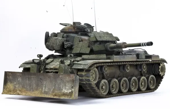 Картинка игрушка, танк, боевой, средний, моделька, Patton, M60A1, M9 Dozer