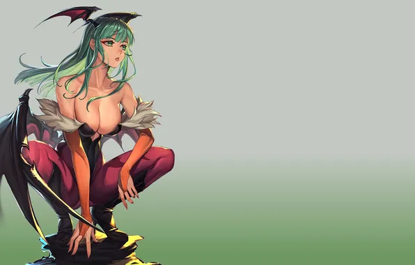 Hot, sexy, boobs, anime, vampire, breasts, babe, green hair
