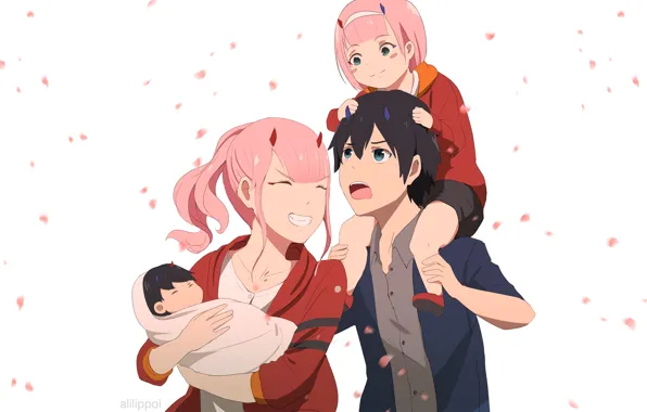Любовь, дети, семья, пара, двое, Darling In The Frankxx, Милый во Франксе