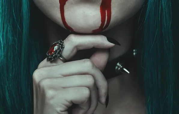 Картинка blood, lips, ring, vampire, female
