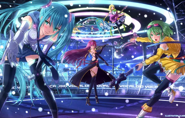 Музыка, сцена, концерт, Vocaloid, Вокалоид, персонажи