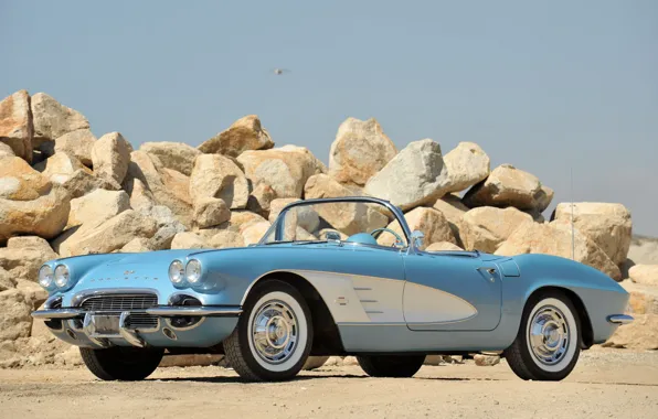 Авто, ретро, камни, 1953, кабриолет, классика, chevrolet, corvette c1
