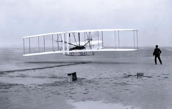Картинка самолет, первый полет, 1903-й год, братья Райт