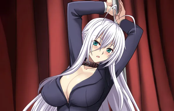 Girl, sexy, cleavage, green eyes, long hair, boobs, anime, beautiful