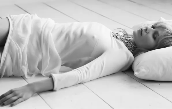 Девушка, Kirsten Dunst, актриса, черно-белое фото, Кирстен Данст