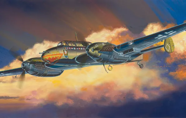 Messerschmitt, Истребитель-бомбардировщик, ночной истребитель, Люфтваффе, двухмоторный тяжелый истребитель, Bf 110 E-серия