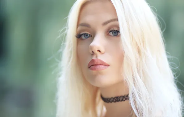 Картинка девушка, портрет, макияж, прическа, блондинка, боке