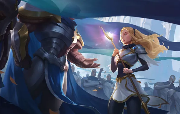 Lux, league of Legends, Garen, game art, Yuyu Wong