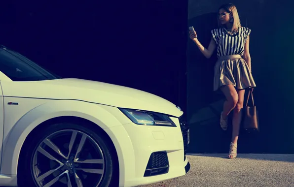 Транспорт, женщина, телефон, автомобиль, Audi TT