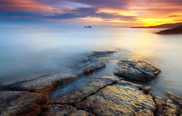 Море, пейзаж, закат