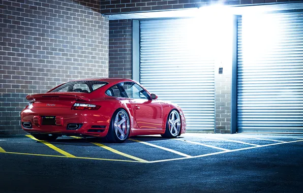 Картинка 911, Porsche, Red, Glow, Lights, Night, Turbo, Tuning