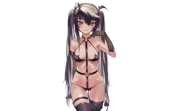 Картинка boobs, anime, twintails, ecchi, underwear, black panties, anime girls, thighs