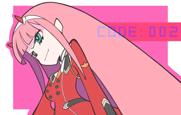 Девушка, рожки, розовые волосы, 002, Darling In The Frankxx, Милый во Франксе, Zero Two