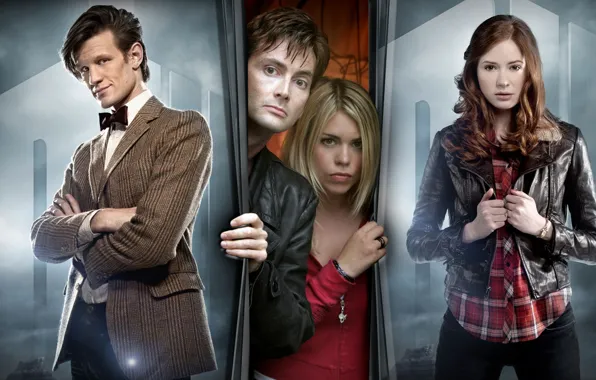 Картинка мужчины, взгляд, актеры, Десятый Доктор, Tenth Doctor, Billie Piper, Роза Тайлер, Билли Пайпер