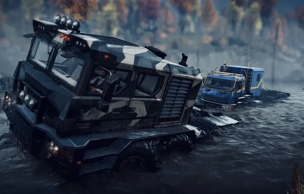 HDR, Wood, Tree, Water, Lights, Truck, Game, Mud