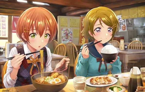Еда, кафе, Аниме, Девочки, Love live!