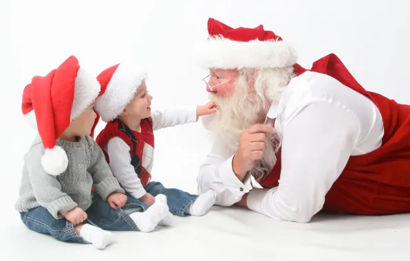 Картинка christmas, happy, holidays, merry, children, santa, claus, interview