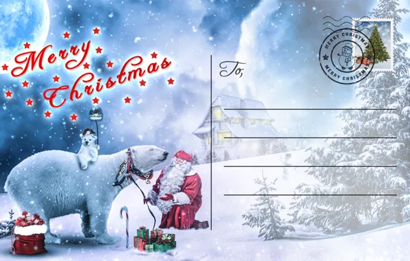 Картинка письмо, праздник, Рождество, Новый год, Санта Клаус, Дед Мороз, поздравление, открытка